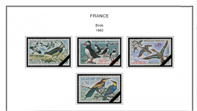 COLOR PRINTED FRANCE 1941-1965 STAMP ALBUM PAGES (55 illustrated pages)