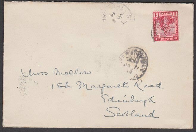 TRINIDAD 1914 1d on cover to Scotland - Port of Spain cds...................T465