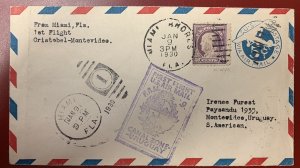 U.S., Scott #440 Used on 1930 Flight Cover, Canal Zone to Uruguay, F.A.M. 9