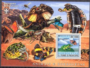 Sao Tome and Principe 2007 Butterflies Frogs Scouting S/S MNH