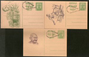 India 1969 Mahatma Gandhi Birth Cent PORBANDAR Cancelled Set of 3 Post Cards