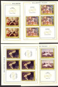 POLAND 1969 ART PAINTINGS SET in Miniature Sheets Sc 1675-1682 MNH