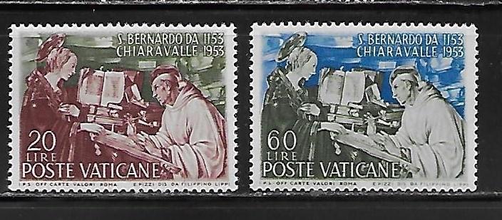 Vatican 171-2 1953 St. Bernard of Clairvaux set MNH