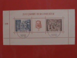 AUSTRIA STAMP :2013  200 YEARS ANNIVERSARY OF BURG THEATER  CTO S/S- VERY RARE