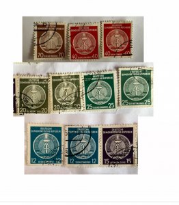 10 x East German DDR Hammer & Compass Stamps