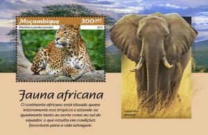 Mozambique 2019 MNH Wild Animals Stamps African Fauna Leopards Elephants 1v S/S