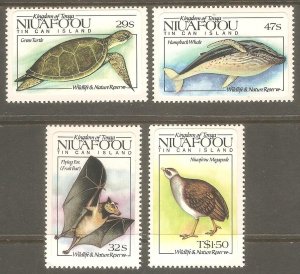 TONGA NIUAFO'OU Sc# 42 - 45 MNH FVF Set4 Wildlife & Nature Bat Whale Turtle Bird