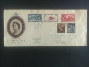 1953 New Zealand First Day Cover QE II Queen Elizabeth coronation Flight to UK 2