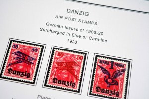 COLOR PRINTED DANZIG / GDANSK 1920-1939 STAMP ALBUM PAGES (45 illustrated pages)