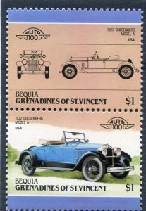 Bequia CAR DUESENBERG USA Pair Perforated Mint (NH)