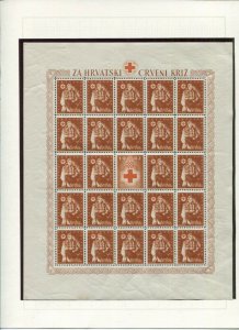 CROATIA GERMAN PUPPET STATE B20-B24 RED CROSS SHEETS WITH LABELS PERFECT MNH