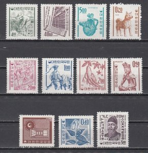 South Korea, Scott cat. 360-370. Definitive values. LH. Cat. 252 +. ^