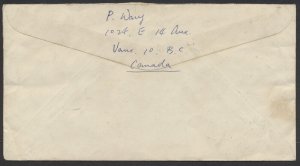 1967 Foreign Destination Cover Air Mail 50c Rate Vancouver BC to Hong Kong