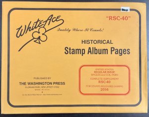 White Ace Historical Stamp Album Pages US Regular Single & Coil RSC-40 2016 NEW