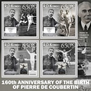 Stamps.Olympic 160 years of Pierre de Coubertin 2024 year 1+1 sheets  perf NEW