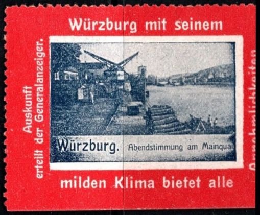 Vintage Germany Poster Stamp The General-Anzeiger Provides Information Würzburg