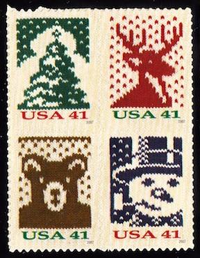 United States MNH at face value, Christmas needlework block of 4