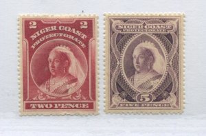 Niger Coast QV 1894 2d and 5d mint o.g. hinged