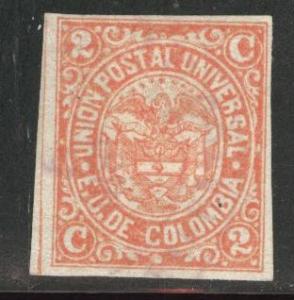 Colombia Scott 104 Used stamp 1881 crease