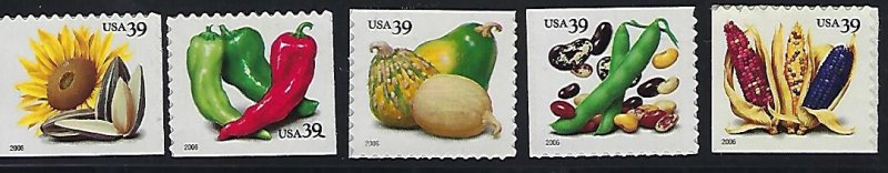 Catalog # 4008 Set of 5 Singles Crops of America Beans Sunflowers Melons Corn et