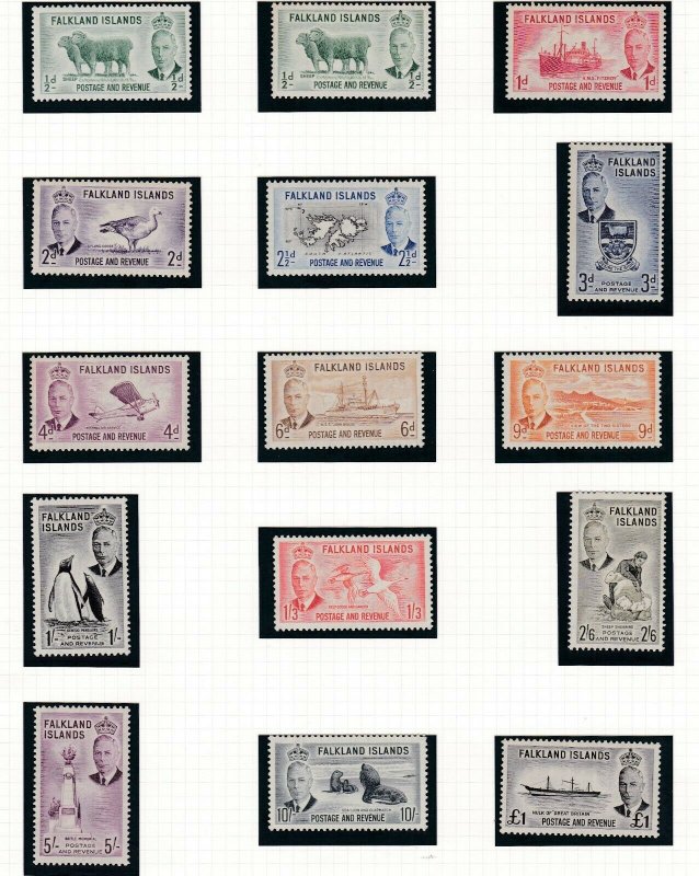 FALKLAND ISLANDS  1952  S G 172 - 185  SET OF 14  MH CAT £180