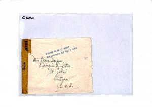 ANTIGUA WW2 Naval Cover From CANADIAN SHIP CENSOR 1944 USA Tape {samwells}CS261