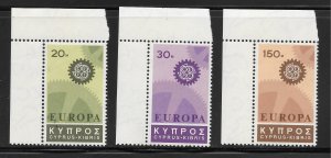 Cyprus Scott 297-99 MNHOG - 1967 EUROPA Issue - SCV $4.25