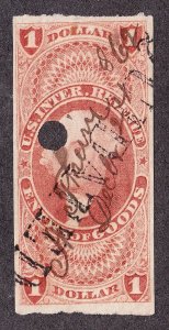 US R67a $1 Entry of Goods Revenue w/(LI)QUIDATED & Punch Cancel SCV $42.50