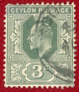 CEYLON Sc 179 USED - 1904 3c King Edward VII - Clean, nice color - See Desc