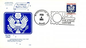 OFFICIAL MAIL STAMP - DC USPS PHILATELIC CENTER  1985  FDC16731