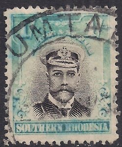 Southern Rhodesia 1924 - 29 KGV 1/-d Light Blue & Black used SG 10 ( T143 )