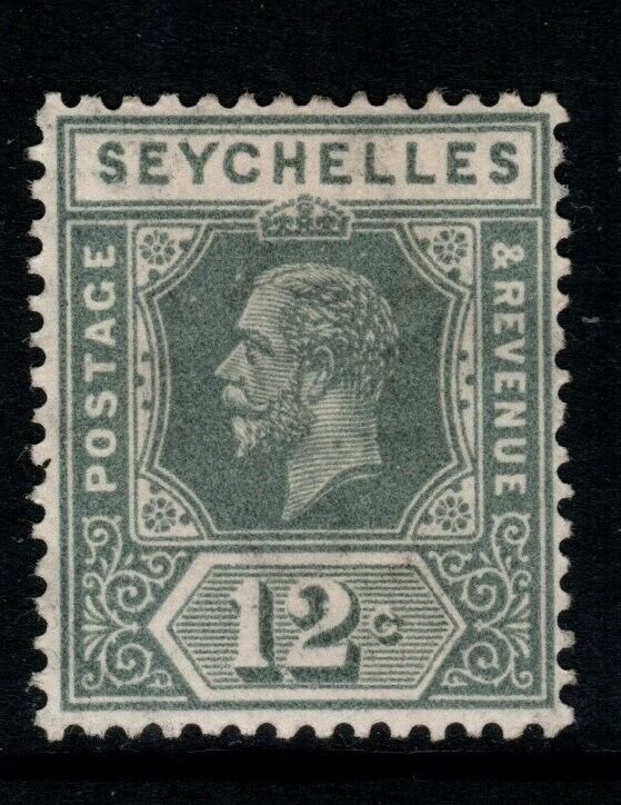 SEYCHELLES SG107a 1932 12c GREY DIE I MTD MINT