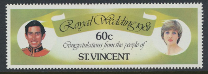 St. Vincent  SC# 628  MNH Royal Wedding  1981  see detail & scan