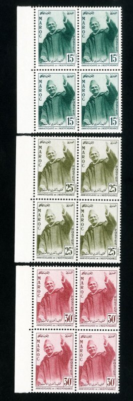 Morocco Stamps # 13-15 XF Block 4 OG NH Scott Value $30.00