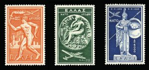 Greece #C71-73 Cat$110, 1954 NATO, set of three, never hinged