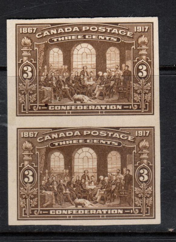 Canada #135a Extra Fine Mint Imperf Pair Unused (No Gum) As Issued