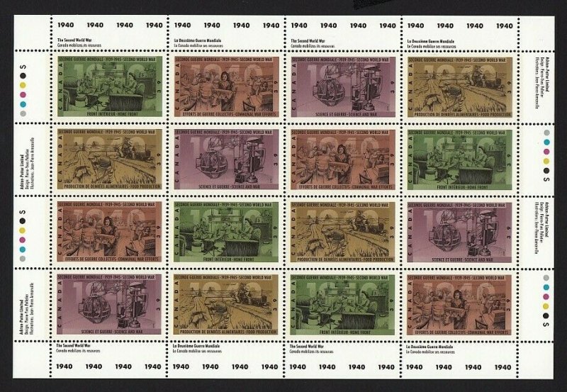 WWII, SECOND WORLD WAR - 1940 = Minisheet  CANADA 1990 #1298-1301(a) MNH