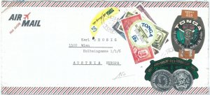 73982 - TONGA  - POSTAL HISTORY - Self-adhesive stamps on COVER 1973 FRUIT Coins