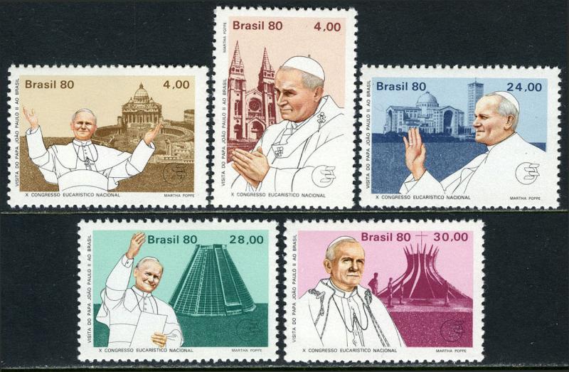 Brazil 1695-1699, MNH. Pope John Paul II, Emblem, Brazilian Churches, 1980