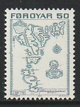 1975 Faroe Islands - Sc 9 - 1 single - MNH VF - Map of Islands
