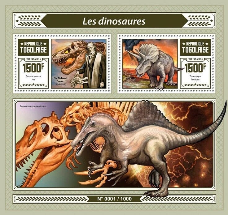 2015 TOGO MNH. DINOSAURS. Y&T Code: 1068  |  Michel Code: 7109-7110 / Bl.1237