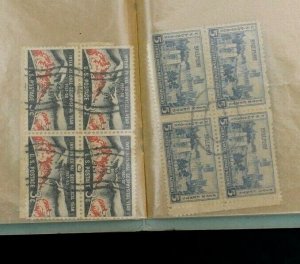 US Stamp Collection Blocks Used 40 Blocks (166 Stamps) in Vintage Block File