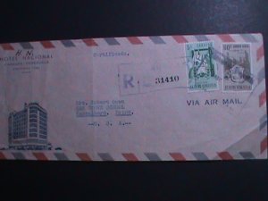 ​VENEZUELAR -1951-SC#C345 ARMS OF CARABOBO USED AIRMAIL COVER VF 74 YEARS OLD