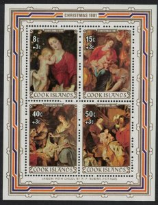 Cook Is. Christmas. Details of Paintings by Rubens MS 1982 MNH SG#MS831