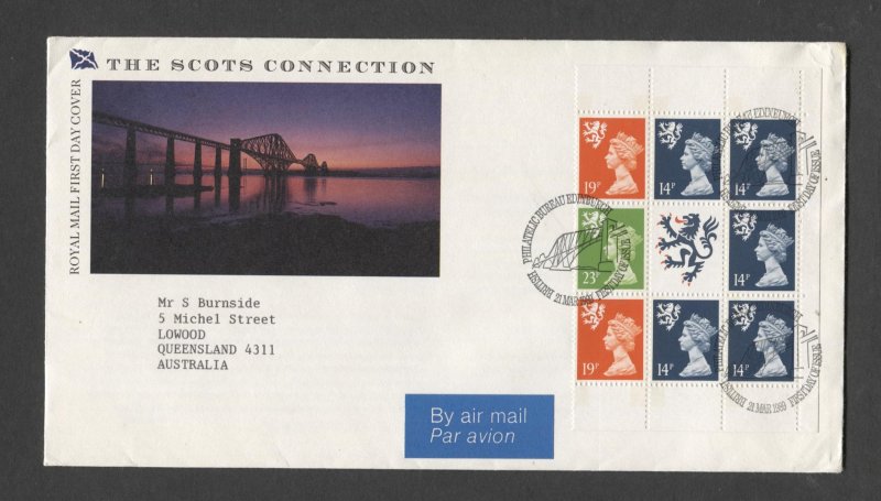 STAMP STATION PERTH GB #1989 Regional Booklet Pane F.D.C- Addressed to me