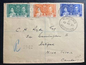 1937 Ascension First Day Cover To Halifax Canada Coronation King George VI