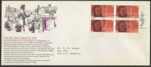 1970 #517 Sir Oliver Mowat FDC Plate Block Schering Cachet Ottawa