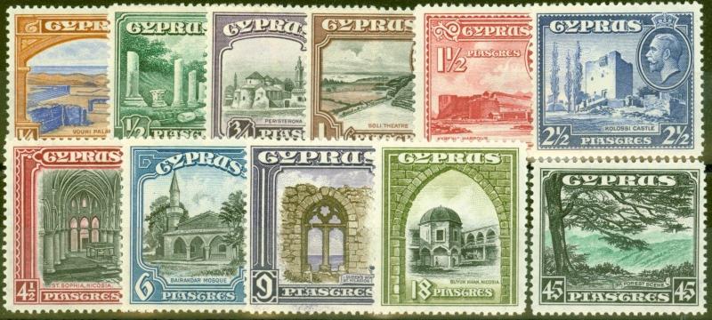 Cyprus 1934 set of 11 SG133-143 Fine & Fresh Lightly Mtd Mint