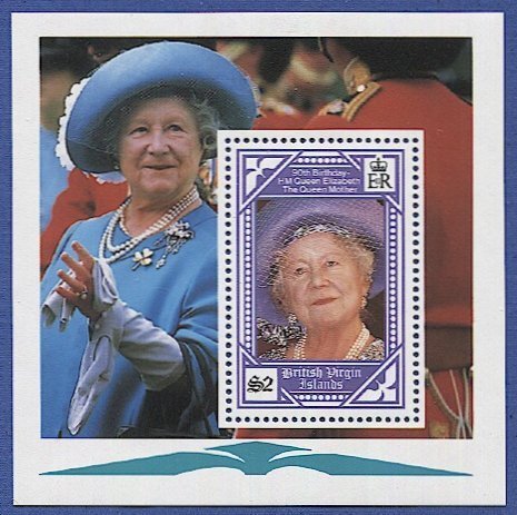 BRITISH VIRGIN ISLANDS Sc 677 Queen Mother $2, S/S, MNH VF