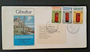 1974 Gibraltar To Victoria Australia Europe 1st Self Adhesive Stamp 1st DayCover